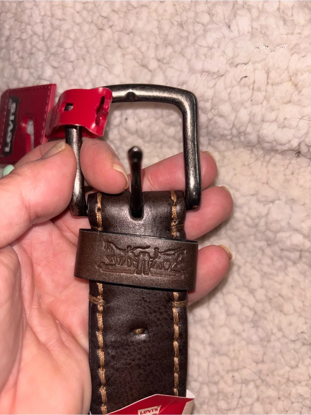 Levi’s NWT Brown Stretch Leather Belt Size M 34-36 Built-In Stretch